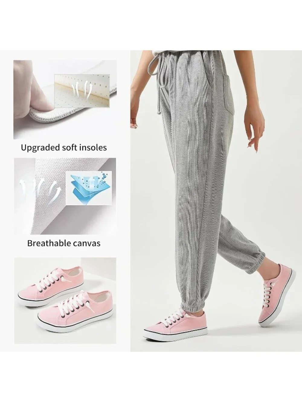 Women's Pink Low Top Lace Up Canvas Solid Slip On Casual Loafer Sneaker Shoes